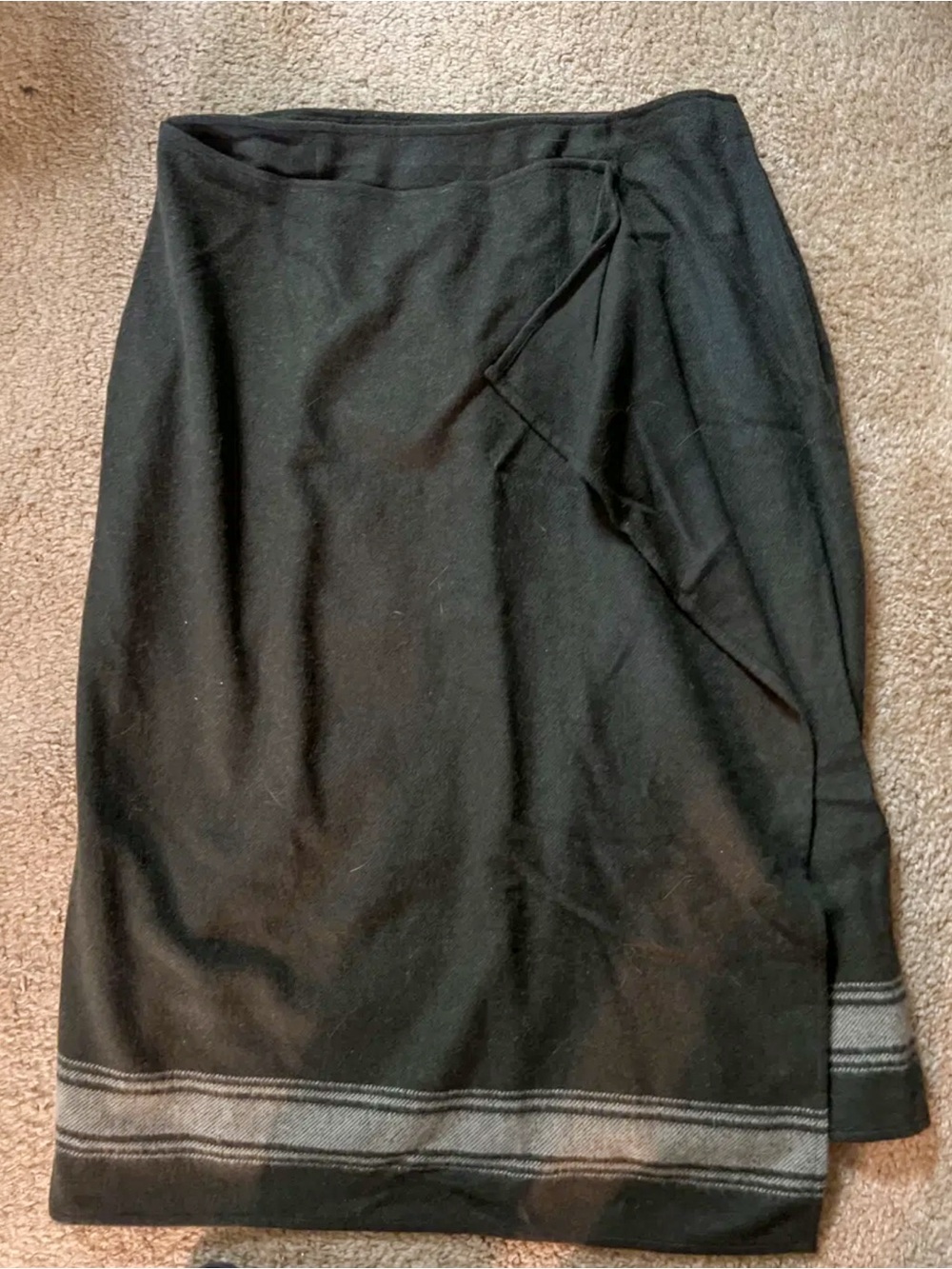 Evan Picone Black Pencil Skirt with Gray Hem Stripe